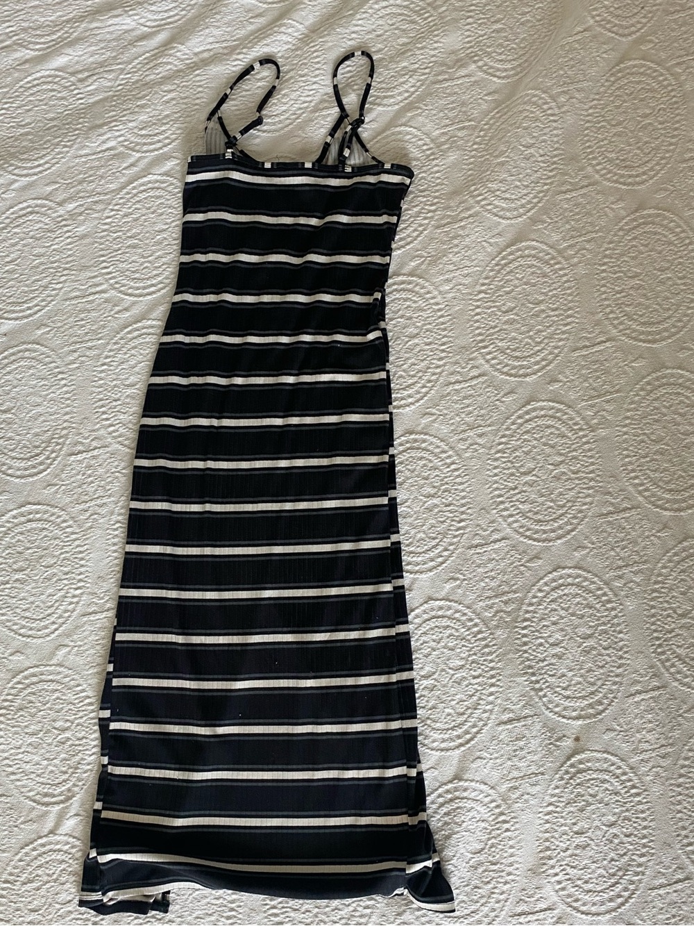 Striped Navy & White Button-Front Maxi Dress